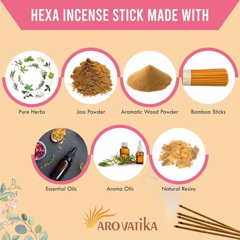 Coconut Hexa Incense Sticks | 120 Sticks in 6 Hexa Packs | Made from Natural Masala | Best Home Fragrance & Air Purifier | for Prayer, Aromatherapy and Relaxation in Saudi Arabia