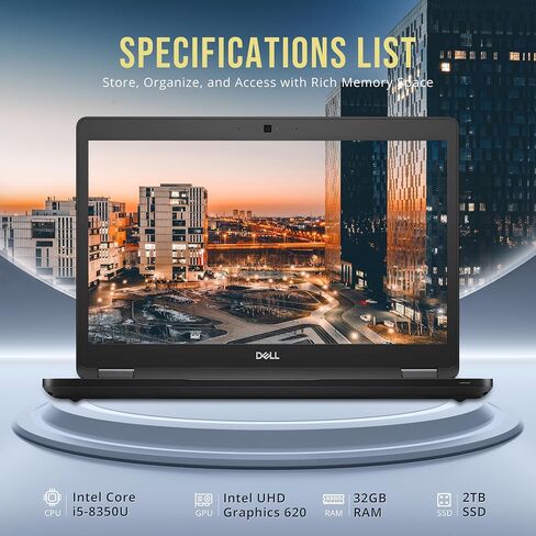DELL Latitude 5490 14" FHD Business Laptop, Intel i5-8350U Quad Processor, 16GB RAM, 512GB PCIe SSD, ‎Intel UHD Graphics, Backlit Keyboard, HD Webcam, Windows 11 Pro, Black in Saudi Arabia