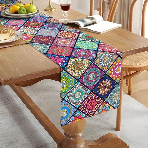Sunwer Boho بوهيميا الجدول عداء ماندالا الديكور الهندسي الموسمي المنزل المطبخ غرفة الطعام ديكور 72 بوصة طويلة in Kuwait