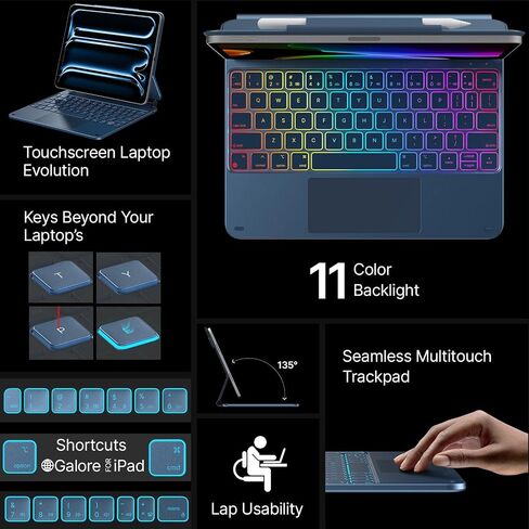 typecase Edge Keyboard Case for iPad Pro 11 (M4) 2024,Magic Keyboard with 11-Color Backlight,Multi-Touch Trackpad,Black in Saudi Arabia