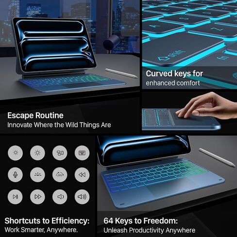 typecase Edge Keyboard Case for iPad Pro 11 (M4) 2024,Magic Keyboard with 11-Color Backlight,Multi-Touch Trackpad,Black in Saudi Arabia