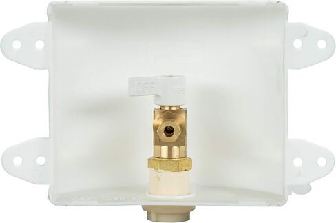 Water-Tite 87982 Square Ice Maker Outlet Box - Quarter-Turn Lead-Free Brass Hammer Arrester Valve, 1/2-Inch CPVC Connection, White Plastic in Saudi Arabia