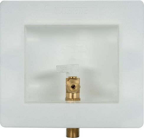 Water-Tite 87982 Square Ice Maker Outlet Box - Quarter-Turn Lead-Free Brass Hammer Arrester Valve, 1/2-Inch CPVC Connection, White Plastic in Saudi Arabia