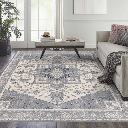 Boho Area Rugs 5x7, Gold Soft Washable Area Rug for Living Room Non-Slip Mustard Yellow Orange Rug Stain Resistant Distressed Orange Carpet for Bedroom, Kitchen, Dining, Office in Saudi Arabia