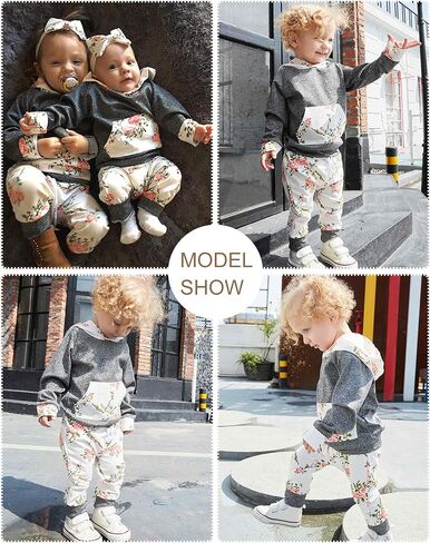 oklady Baby Girl Clothes Purple Hoodie Tops Litter Romper Floral Pant with Cute Headband 4Pcs 0-3 Months Girl Clothes in Kuwait