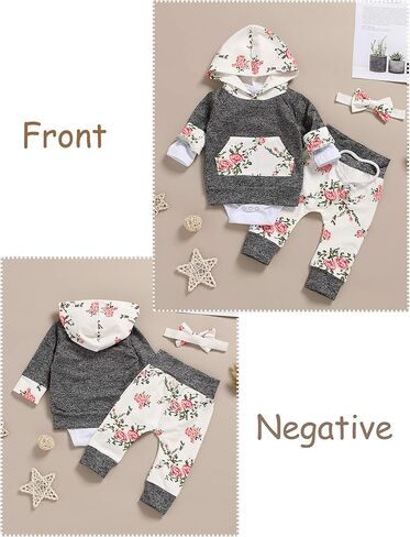 oklady Baby Girl Clothes Purple Hoodie Tops Litter Romper Floral Pant with Cute Headband 4Pcs 0-3 Months Girl Clothes in Kuwait