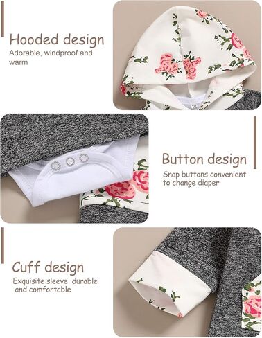 oklady Baby Girl Clothes Purple Hoodie Tops Litter Romper Floral Pant with Cute Headband 4Pcs 0-3 Months Girl Clothes in Kuwait