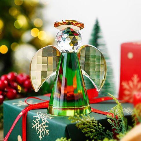 H&D HYALINE & DORA Crystal Guardian Angel Figurines and Statues Collectible, Glass Angel Christmas Ornaments, Green in Saudi Arabia