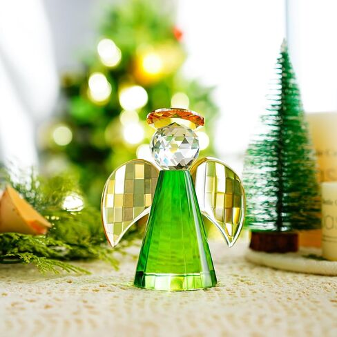 H&D HYALINE & DORA Crystal Guardian Angel Figurines and Statues Collectible, Glass Angel Christmas Ornaments, Green in Saudi Arabia