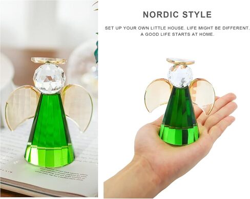 H&D HYALINE & DORA Crystal Guardian Angel Figurines and Statues Collectible, Glass Angel Christmas Ornaments, Green in Saudi Arabia