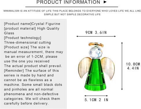 H&D HYALINE & DORA Crystal Guardian Angel Figurines and Statues Collectible, Glass Angel Christmas Ornaments, Green in Saudi Arabia