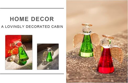 H&D HYALINE & DORA Crystal Guardian Angel Figurines and Statues Collectible, Glass Angel Christmas Ornaments, Green in Saudi Arabia