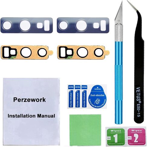 2 Pcs Back Rear Camera Lens Glass Replacement for Samsung Galaxy S20 + Plus 6.7 inches with pre-Installed Adhesive and Reparing Toolkit in Kuwait