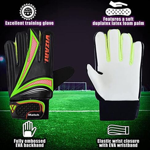 Vizari Junior Match Glove - Professional Soccer Goalkeeper Goalie Gloves for Kids and Adults - Superior Grip, Durable Design, Secure Fit in Saudi Arabia