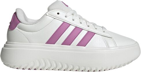 adidas Women's Grand Court Platform Sneaker, White/Sandy Pink Met./Sandy Pink, 5 in Saudi Arabia