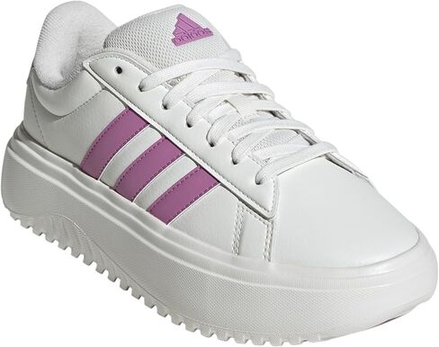 adidas Women's Grand Court Platform Sneaker, White/Sandy Pink Met./Sandy Pink, 5 in Saudi Arabia