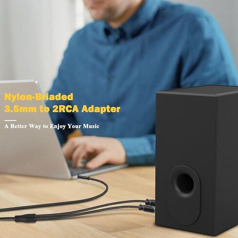 كابل صوت 3.5 ملم إلى RCA مضفر - 3.5 ملم إلى 2 ذكر محول RCA كابل صوت ستيريو بدون فقدان ستيريو RCA إلى Aux Y محول مقسم لمضخم الصوت ومكبر الصوت للكمبيوتر الشخصي أو أكثر - 4 أقدام / 1.2 متر in Kuwait