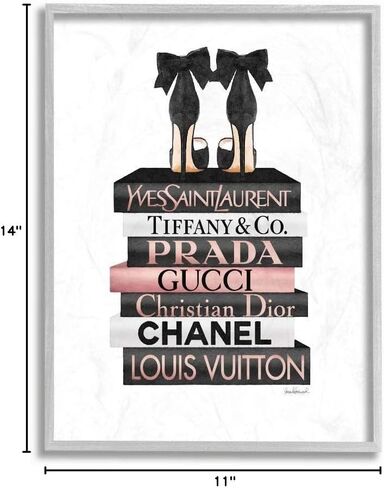 Stupell Industries أنيقة القوس الأسود يشفي على Glam Designer Bookstack Wall Art، 16 × 20، أبيض in Kuwait