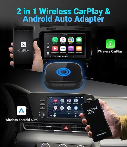 2 in 1 Wireless CarPlay and Wireless Android Auto Adapter,Wireless Android Auto Dongle for Factory Wired CarPlay Cars,Plug & Play,Convert Wired to Wireless,Auto Connect, Dark Green in Saudi Arabia