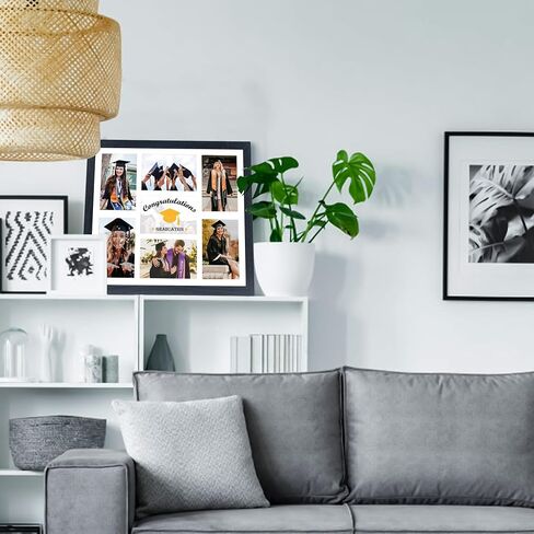 إطار صورة مقاس 4X6 مع 7 فتحات إطار صورة متعدد التخرج مع تعليق على الحائط للهدايا التذكارية باللون الأسود in Saudi Arabia