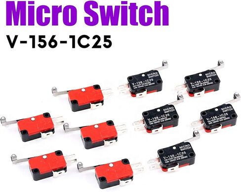 Swpeet 10Pcs V-156-1C25 Micro Limit Switch Long Hinge Roller Momentary Cherry Push Button SPDT Snap Action Perfect for Arduino, Appliance and Electronic Equipment in Saudi Arabia