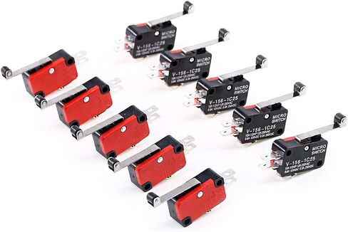 Swpeet 10Pcs V-156-1C25 Micro Limit Switch Long Hinge Roller Momentary Cherry Push Button SPDT Snap Action Perfect for Arduino, Appliance and Electronic Equipment in Saudi Arabia