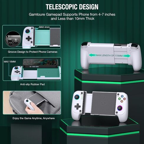 Gamtoure Wireless Game Controller for Iphone/Android with Hall Effect Joysticks, Mobile Gaming Companion with RGB & Ergonomic Design -Suitable for Cloud Gaming, PUBG, Fortnite, Call of Duty Mobile in Saudi Arabia