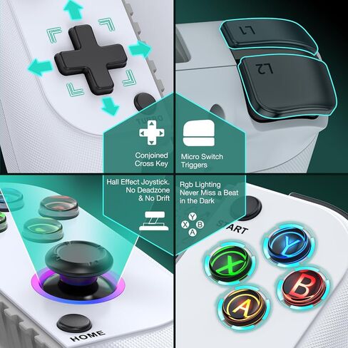 Gamtoure Wireless Game Controller for Iphone/Android with Hall Effect Joysticks, Mobile Gaming Companion with RGB & Ergonomic Design -Suitable for Cloud Gaming, PUBG, Fortnite, Call of Duty Mobile in Saudi Arabia