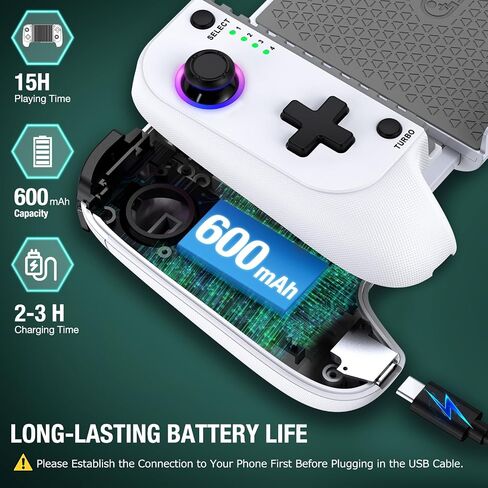 Gamtoure Wireless Game Controller for Iphone/Android with Hall Effect Joysticks, Mobile Gaming Companion with RGB & Ergonomic Design -Suitable for Cloud Gaming, PUBG, Fortnite, Call of Duty Mobile in Saudi Arabia