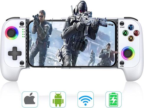 Gamtoure Wireless Game Controller for Iphone/Android with Hall Effect Joysticks, Mobile Gaming Companion with RGB & Ergonomic Design -Suitable for Cloud Gaming, PUBG, Fortnite, Call of Duty Mobile in Saudi Arabia