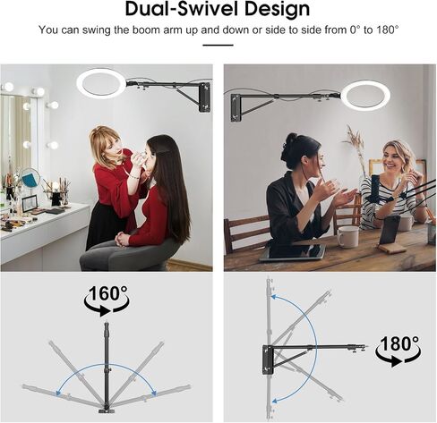 Wall Mount Triangle Boom Arm 43.3inch/110cm, Ring Light Mount Support 180°Flexible Rotation for Studio Video Light, Monolight, Photography, Softbox, Barber, Reflector, Black in Saudi Arabia