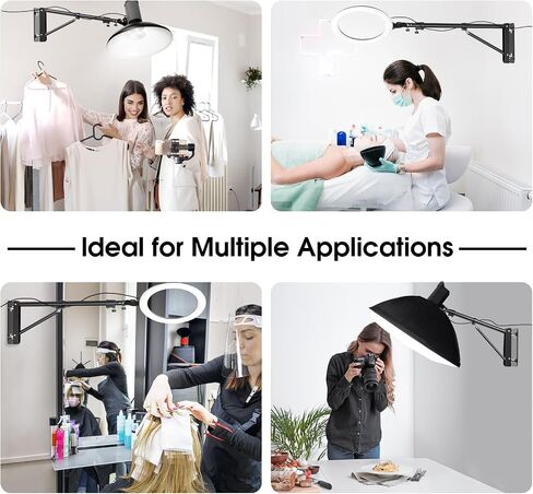Wall Mount Triangle Boom Arm 43.3inch/110cm, Ring Light Mount Support 180°Flexible Rotation for Studio Video Light, Monolight, Photography, Softbox, Barber, Reflector, Black in Saudi Arabia