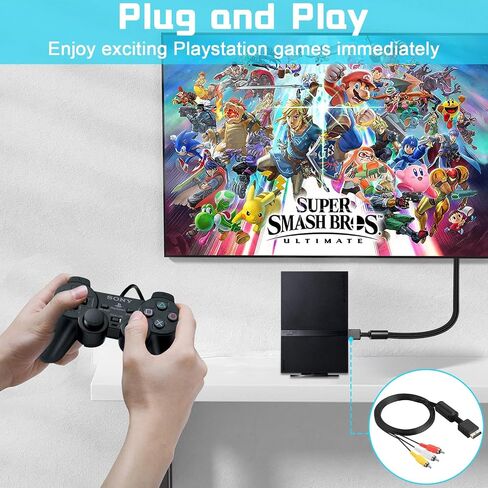 محول PS2 إلى HDMI 1080P Playstation HDMI جودة الصورة Upscaler HDTV Cable لمحول Playstation 1/2 HDMI متوافق مع وحدة تحكم Sony PS1/PS2 100% محسّن (6.5FT، S/Video Signal Output) in Kuwait