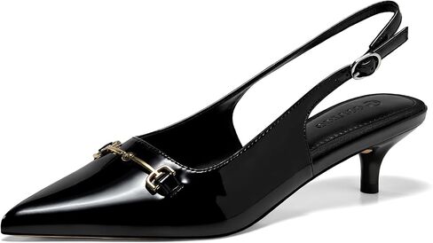 Coutgo Womens Slingback Kitten Heels Low Heel Dress Shoes Closed Pointed Toe Metal Chain Office Work Pumps in Saudi Arabia