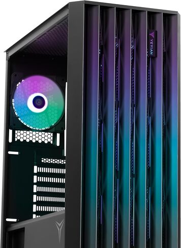 حافظة كمبيوتر ألعاب YEYIAN Phoenix - شبكة، ATX Mid Tower، تبريد سائل يصل إلى 360 مم 9 مراوح ARGB مع 4 PWM، لوحة جانبية شبكية حديدية، منفذ USB 3.2 I/O، ATX ITX للألعاب، شبكة سوداء in Saudi Arabia