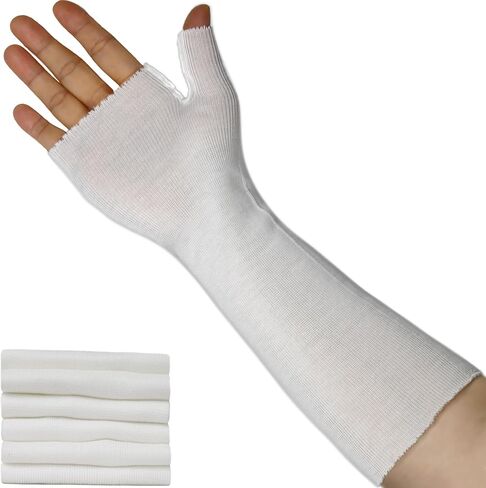 Wrist and Thumb Spica Stockinette(Pack of 6) Comfy Arm Cast Cover Cotton Sock,Wrap Liner Skin Protection Sleeve for Under Brace Splints, Air Casts and Hand Brace(Khaki,Medium) in Saudi Arabia