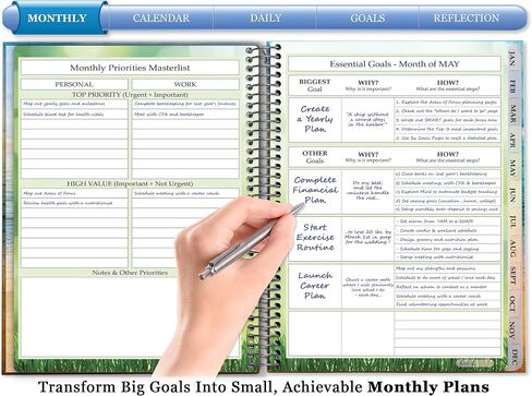 Tools4Wisdom Planner 2024-2025 - June 2024-2025 Calendar - 8.5x11 Inch Hardcover - Monthly Weekly Daily Planner - M4J5 - Autumn Flowers in Saudi Arabia