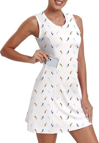 Womens Two Piece Tennis Golf Dress UPF 50+ Active Athletic Exercise Sports Wear Dresses with Pocket Separate Shorts in Kuwait