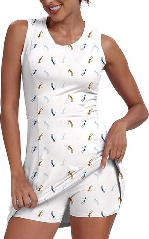 Womens Two Piece Tennis Golf Dress UPF 50+ Active Athletic Exercise Sports Wear Dresses with Pocket Separate Shorts in Kuwait