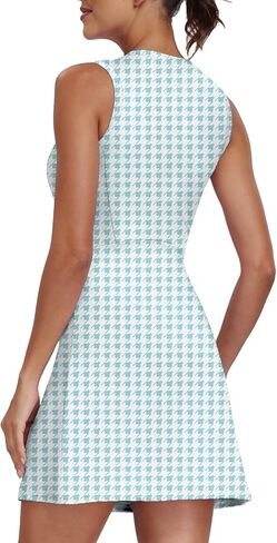 فستان تنس جولف نسائي مكون من قطعتين بعامل حماية من الأشعة فوق البنفسجية 50+ فساتين ملابس رياضية نشطة مع شورت منفصل بجيب in Kuwait