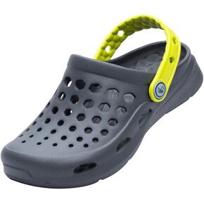 Joybees Kids Active Clog, Slip-On, Easy to Clean, Graphic Blue Iris Tropical Floral, Children's 6/7