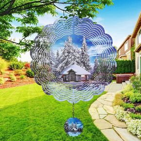3D Mother and Fawn Moose Wind Spinner - 12 inch Metal Hanging Wind Spinner for Outdoor & Indoor Decorations - Christmas Ornament Gifts for Kinetic Art - Handpicked Gifts for Mom Grandma Wife