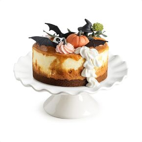 White Cake Stand, 10 Inch Wedding Cake Stands for Party, Round Dessert Stand, Ceramic Cake Plate Cupcake Stand for Dessert Table Display, Ruffle Trim