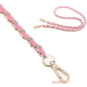 UnnFiko 43" DIY Chain Crossbody Strap, Handmade Handbag Chains Accessories Purse Straps Shoulder Cross Body Replacement Straps (Pink & Gold, Metal Chain) in Kuwait