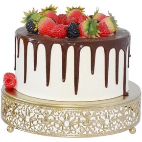 Cake Stand, Metal Round Cupcake Dessert Stand Cake Display Holder Cookies Fruit Serving Tray Decor for Wedding Party Birthday Baby Showers Anniversary (16in, Gold.Hi-Q)