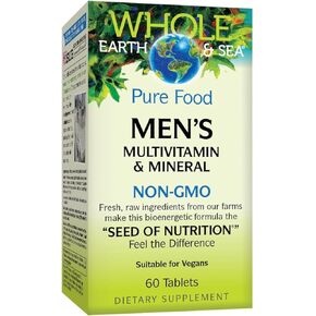 Natural Factors Whole Earth & Sea Men's Multivitamin & Mineral, 1 Serving Contains Nutrition Equivalent to ½ lb of Veggies, 120 Tablets