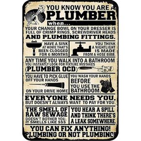 Plumber Vintage Metal Tin Sign You Know You Are A Plumber Funny Poster Bar Garage Man Cave Living Room Bathroom Kitchen Home Art Wall Decor Plaque