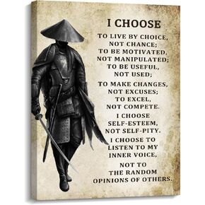 Creoate Inspirational Wall Art Samurai Poster Canvas Print Fremed Artwork Vintage Japanese Canvas Wall Decor for Home Office Bedroom