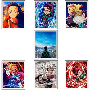 Ouroboros Art & Design - Demon Slayer: Kimetsu no Yaiba Anime Posters - 8"x10" Inches - Set of 8-300 GSM Paper - Unframed