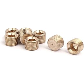 uxcell Brass Hex Socket Pipe Fitting, 1/8BSP Male Thread Hose Adapter Connector, for Garden Pipe Pneumatic Solenoid Valve, 8Pcs